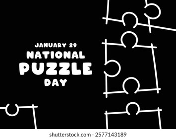 National Puzzle Day. January 29. Line design vector. Hand drawn. Doodle. Eps 10.