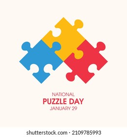 National Puzzle Day vector. Three jigsaw puzzle pieces icon vector. Puzzle Day Poster, January 29. Important day