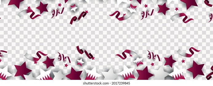 National Qatar day, December 18, Qatar flag, flags, balloons and ribbons, Realistic vector for Qatar day.