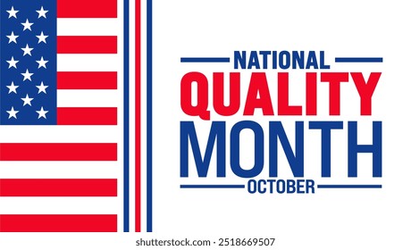 National Quality Month background or banner design template is observed every year in October. Holiday concept. Template for card, poster, placard, template. eps 10