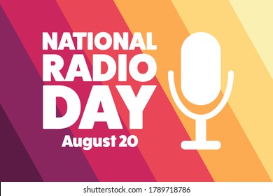National Radio Day. August 20. Holiday concept. Template for background, banner, card, poster with text inscription. Vector EPS10 illustration