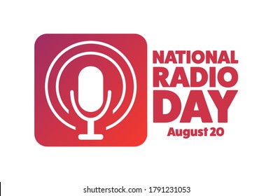 National Radio Day. August 20. Holiday concept. Template for background, banner, card, poster with text inscription. Vector EPS10 illustration