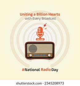 National Radio Day, August 20, Social Media Creative Vector Template 