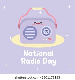 National radio day vector design for national radio day celebration. Suitable for flat design graphic illustration for social media ads, flyer design, flat illustration, banner, template, poster, etc
