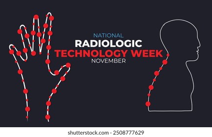 Nationale Woche der radiologischen Technologie. Hintergrund, Banner, Karte, Poster, Vorlage. Vektorgrafik.