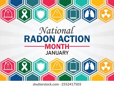 National Radon Action Mês de janeiro. Adequado para cartão, cartaz e banner. Ilustração vetorial