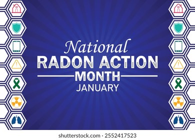 National Radon Action Month January wallpaper with shapes and typography, banner, card, poster, template. National Radon Action Month January, Modern background