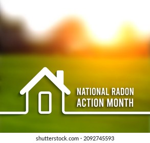 National Radon Action Month. Vector illustration on nature background with sun