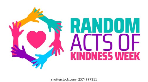 National random acts of kindness week background banner or poster design template. observed every year in February. Holiday concept. Use to any Template, card, poster, placard, template.