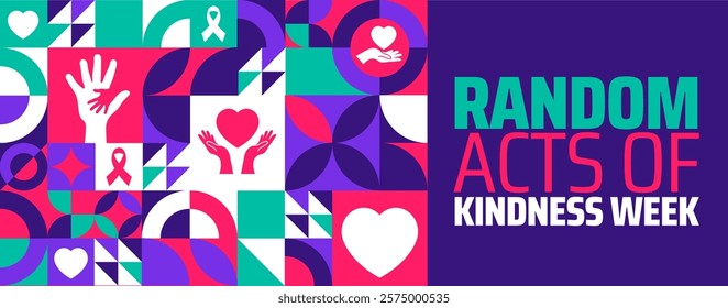 National random acts of kindness week geometric shape pattern background banner or poster design template. observed every year in February. Holiday concept. Use to any Template, card, poster, placard.