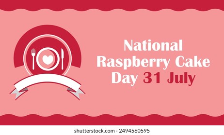 National Raspberry Cake Day vector banner design. Happy National Raspberry Cake Day modern minimal graphic poster illustration.