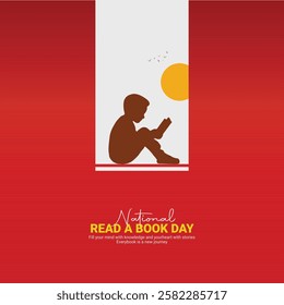 National Read a Book Day creative. Book and man silhouette