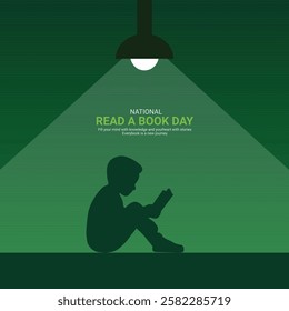 National Read a Book Day creative. Book and man silhouette