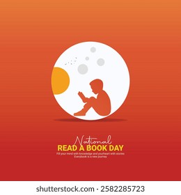 National Read a Book Day creative. Book and man silhouette