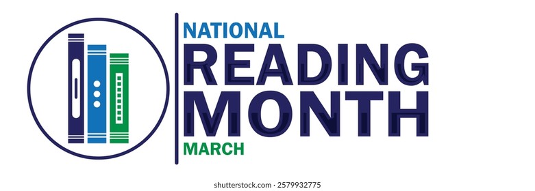 National Reading Month. March. Vector illustration. Design element for banner, poster or card.