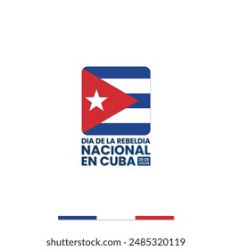 Día de la Rebelión Nacional en Cuba 26 de julio, apto para publicación en redes sociales, tarjeta de felicitación, Anuncio, diseño, impresión, apto para evento, Sitio web, Vector, con bandera de Cuba.