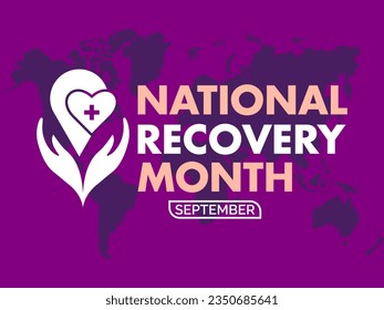 National Recovery Month Honors Journeys of Healing, Empowerment, and Hope. Health care vector illustration banner template.