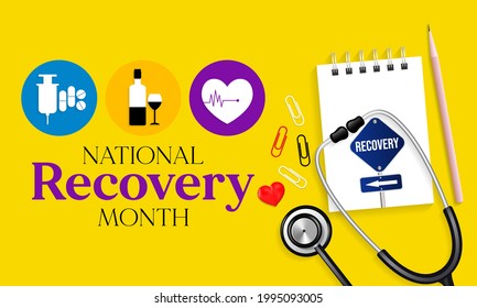 National Recovery month is observed every year during September across United States, Vector illustration