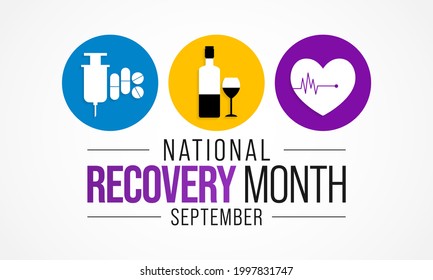 National Recovery month is observed every year during September across United States, Vector illustration