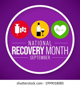 National Recovery month is observed every year during September across United States, Vector illustration