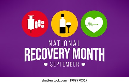 National Recovery month is observed every year during September across United States, Vector illustration