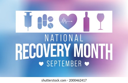 National Recovery month is observed every year during September across United States, Vector illustration