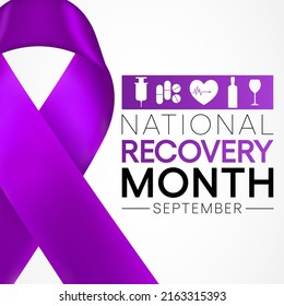 National Recovery month is observed every year during September to educate the public about substance abuse treatments and mental health services. Vector illustration