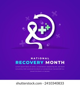 National Recovery Month Paper cut style Vector Design Illustration for Background, Poster, Banner, Advertising, Greeting Card