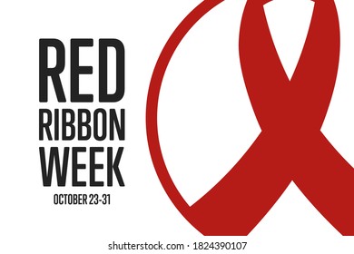 National Red Ribbon Week. October 23-31. Holiday concept. Template for background, banner, card, poster with text inscription. Vector EPS10 illustration