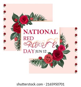 National Red Rose Day,Red Rose day Wallpaper,World Red Rose Day Vector,red rose wallpaper, Red Everlasting flowers,card and poster and banner with text inscription,A symbol of Israel Remembrance Day