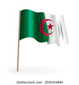 National Red and white flag of the Kingdom of Bahrain. Waving banner on a flagpole. Vector Illustration