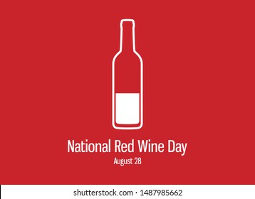 National Red Wine Day vector. Graphic bottle vector icon. Bottle of red wine vector. Bottle of wine on a red background. Red Wine Day Poster, August 28. Important day