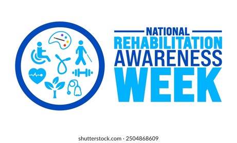 National Rehabilitation Awareness Week is observed every year in September. Holiday concept. Template for background, banner, card, poster, placard, design template with unique shapes.