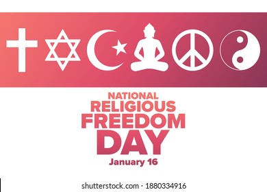 National Religious Freedom Day. January 16. Holiday concept. Template for background, banner, card, poster with text inscription. Vector EPS10 illustration
