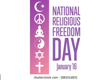 National Religious Freedom Day. January 16. Holiday concept. Template for background, banner, card, poster with text inscription. Vector EPS10 illustration

