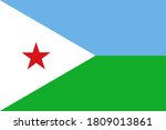 National Republic of Djibouti flag, The capital city is Djibouti. Vector illustration