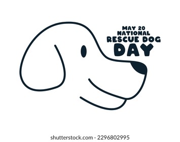 National Rescue Dog Day. May 20. Cute dog head line icon. Doodle. White background. Eps 10.