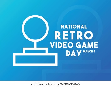 National Retro Video Game Day. March 8. Gradient background. Eps 10.