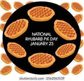 national Rhubarb Pie Day vector illustration. Good for banner, poster, greeting card, party card, invitation, template, advertising, campaign, and social media.