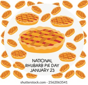 national Rhubarb Pie Day vector illustration. Good for banner, poster, greeting card, party card, invitation, template, advertising, campaign, and social media.