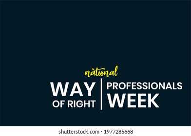 National Right of Way Professionals Week, Holiday concept. Template for background, banner, card, poster, t-shirt with text inscription, vector eps 10