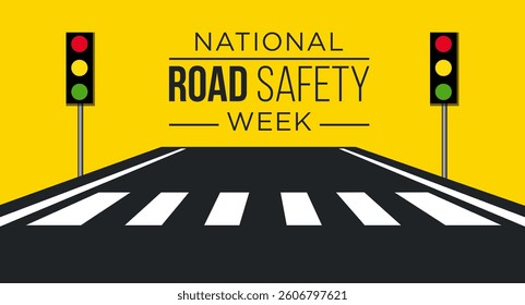 National Road safety week is observed every year in January and in May, It aims at making the roads and streets safer. Vector illustration