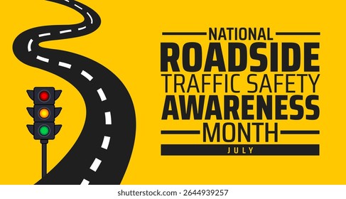 National Roadside Traffic Safety Awareness Month banner or poster design template. observed every year in july. Holiday concept. Use to any Template, card, poster, placard, template.