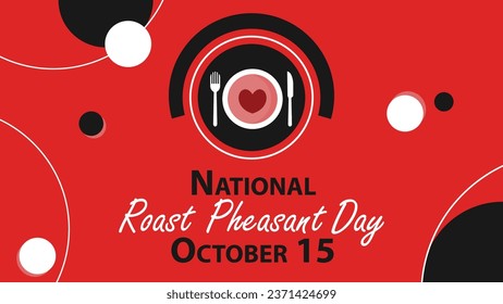 National Roast Pheasant Day vector banner design with geometric shapes and vibrant colors on a horizontal background. Happy National Roast Pheasant Day modern minimal poster.