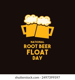 National Root Beer Day. August 6. Flat design vector. Two glasses of root beer. Eps 10.