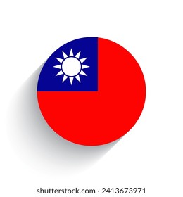 National round flag icon vector illustration of Taiwan isolated on white background.
