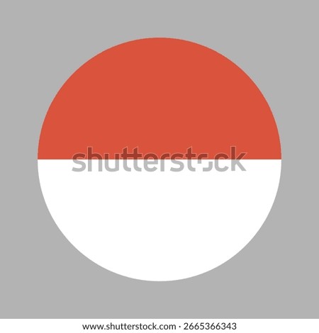 National round flag of Indonesia. Circle shape button Indonesian flag.