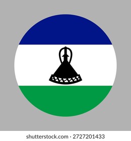 National round flag of Lesotho. Lesotho Flag circle icon. Flag of Lesotho badge template.