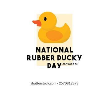 National Rubber Ducky Day. January 13. Rubber ducky icon. White background. Flat design vector. Eps 10.