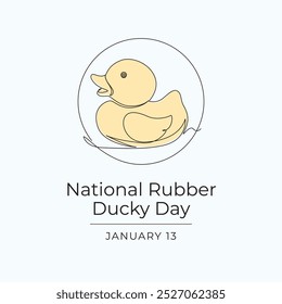 National rubber ducky day vector design template good for celebration usage. National rubber ducky day design. continuous line drawing. eps 10.